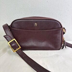 ETIENNE AIGNER Vintage Burgundy Leather Crossbody Camera Bag Purse